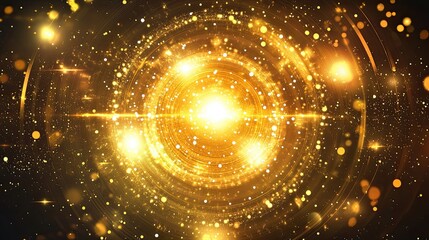 Obraz premium A golden circle with a bright light shining out of it