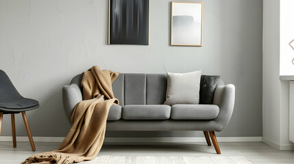 Modern style interior design 3d illustration