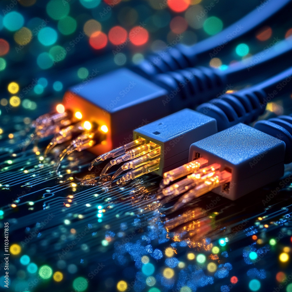 Aufkleber ai generated technology event data transmission cables digital environment close-up view conceptual 
