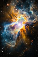 Obraz premium A vibrant nebula showcasing cosmic gas and dust, illustrating stellar formation.