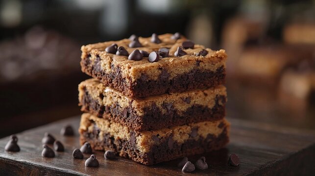 Stack of brookies with chocolate chips