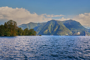 Lake Lugano between Switzerland and Italy