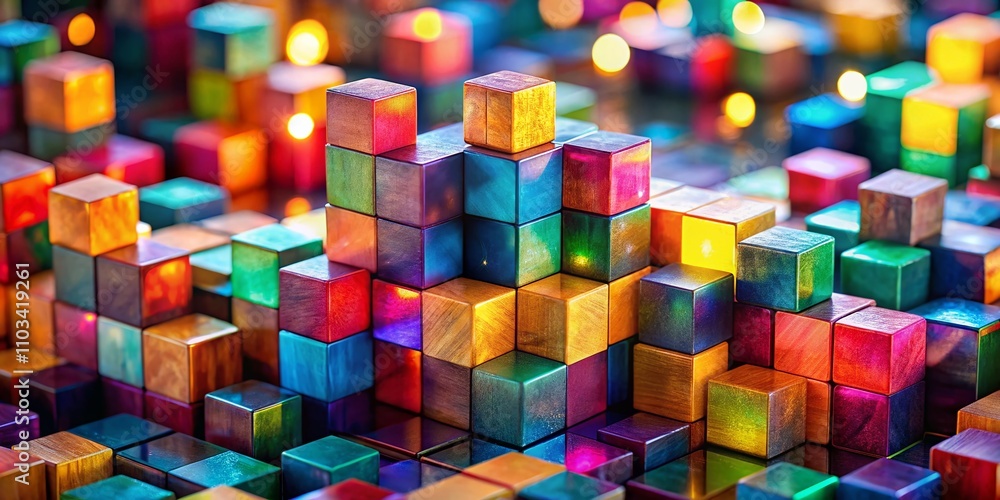 Aufkleber captivating bokeh effect background featuring colorful blocks for abstract artistic creations