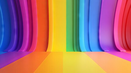 Vibrant 3d illustration of a rainbow background celebrating happy pride day with colorful stripes and positive energy