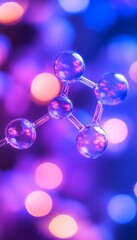 Molecular Structure on a Purple, Blue Background Science, Chemistry, Laboratory Research