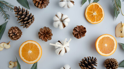 Fototapeta premium Christmas Zero Waste lifestyle concept. Flat lay.