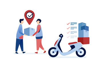 vector illustration of Motorbike delivery service for goods and packages offering quick, reliable courier solutions, urban delivery, and on-demand transport for fast-paced business needs