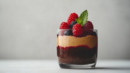 Minimalist chia pudding with fresh berries