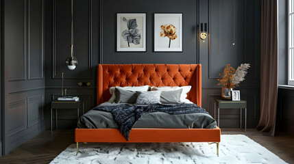 Modern style interior design 3d illustration