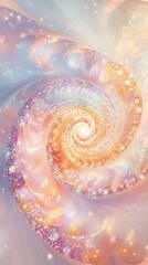 A spiral of light and color with a bright orange center