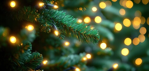 A Christmas background with tree and lights on it