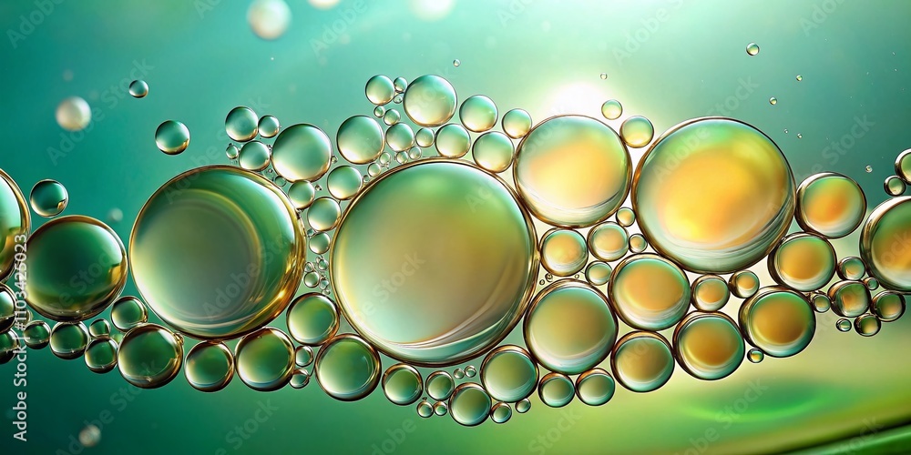 Aufkleber captivating double exposure art image of oil and water bubbles pattern on a soft pale green gradient