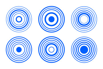 Set of different concentric circles, sound waves vector icons © Anastasiia