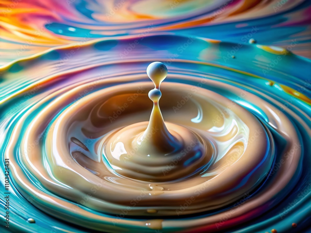 Aufkleber captivating double exposure of a drop falling into milk, lotion, or paint from a top view perspectiv