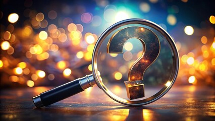 Captivating Double Exposure of a Question Mark Magnified by a Glass Lens, Symbolizing Curiosity and Exploration in a 3D Rendered Conceptual Design for Innovative Ideas