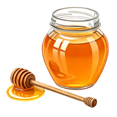 jar of honey with wooden dipper vitamin herb medicine
