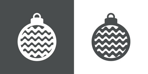 Decoración de Navidad. Logo con silueta de bola de navidad con líneas en zigzag para tarjetas y felicitaciones © teracreonte