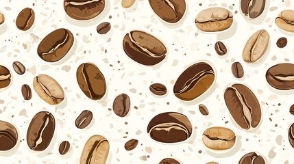 Obraz premium A seamless pattern of coffee beans in various colors.