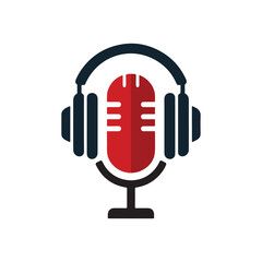 Microphone and Headphones logo on white background