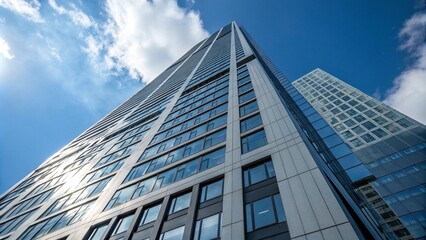Obraz premium Modern skyscraper icon with gradient details for real estate projects