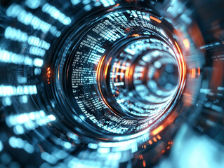 Ai-generated visual data tunnel digital realm abstract image high-tech environment close-up view conceptual innovation