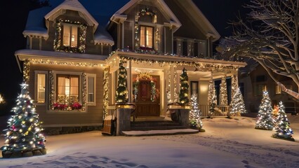 Maison illumin&eacute; de No&euml;l