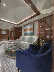 Luxurious ocean view or oceanview or outside balcony veranda cabin stateroom suite queen living...