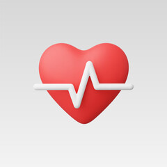 3d Realistic Heart beat pulse vector illustration