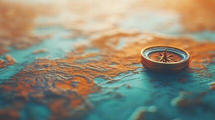Compass Resting on a Detailed World Map