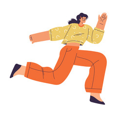 Rivalry and Fierce Competition with Woman Character Moving Fast to Aim Vector Illustration