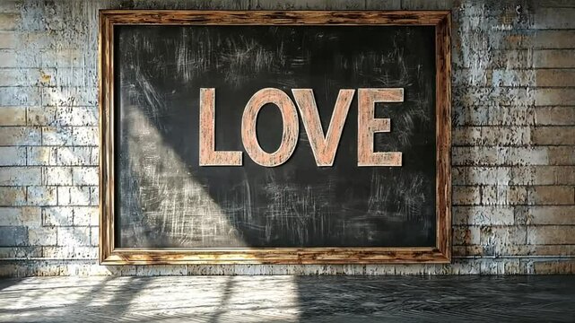 love text on chalkboard on wall