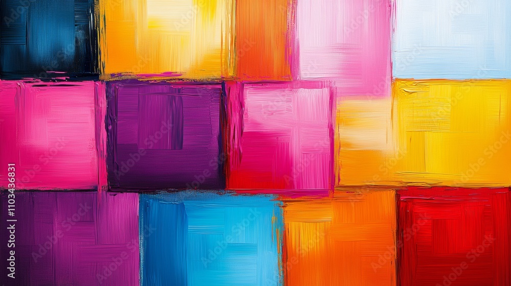 Poster a colorful painting with a lot of different colors and shapes. the painting is abstract and has a lo