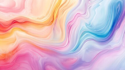 Obraz premium Colorful psychedelic abstract design with soft pastel color waves creating a vibrant, flowing background with smooth, fluid motion.