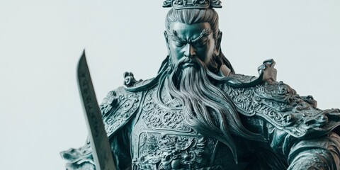Guan Yu Statue, Serene Warrior, Close-Up