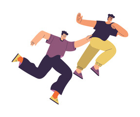 Rivalry and Fierce Competition with Man Character Moving Fast to Aim Vector Illustration