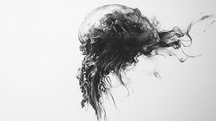 Fototapeta premium Black and White Illustration of a Jellyfish
