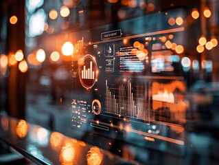 Ai generated data visualization of business metrics in urban environment tech-focused analysis digital insight viewpoint