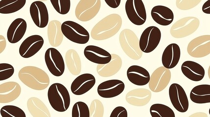 Obraz premium A seamless pattern of coffee beans in various colors.