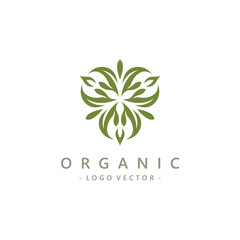Circular Leaves Vector Illustration. leaf Flower Organic Logo
