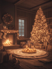 Christmas tree, cozy ambiance