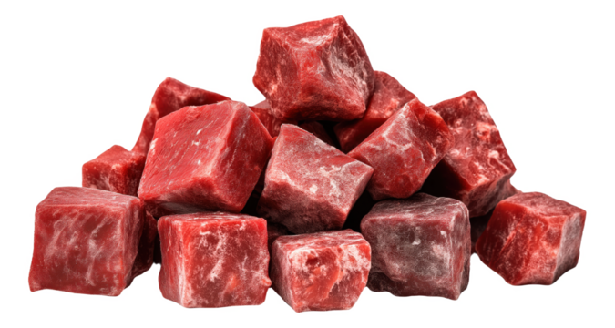PNG Cubes of frozen raw meat stacked