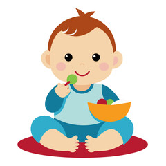  baby eating illustration