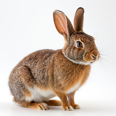 Fototapeta premium Eastern Cottontail on white background