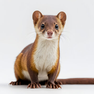 long-Tailed Weasel on white background