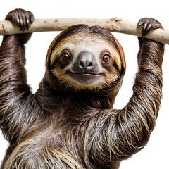 Fototapeta premium Brown-Throated Three-Toed Sloth on white background