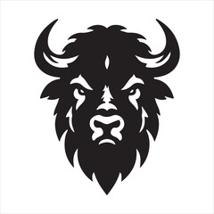 Bison bull head vector silhouette