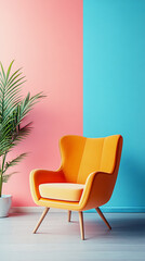 Vibrant Orange Chair in a Modern Room