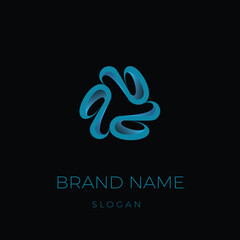 Abstract logo in the form of a blue liquid