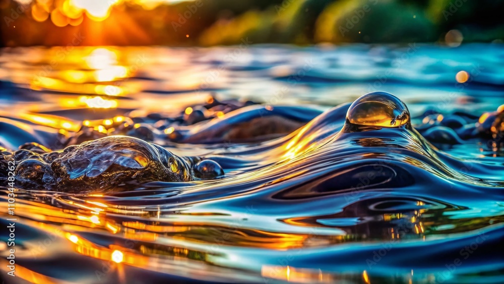 Poster captivating macro photography of fluid water texture creating a calming and tranquil atmosphere for 