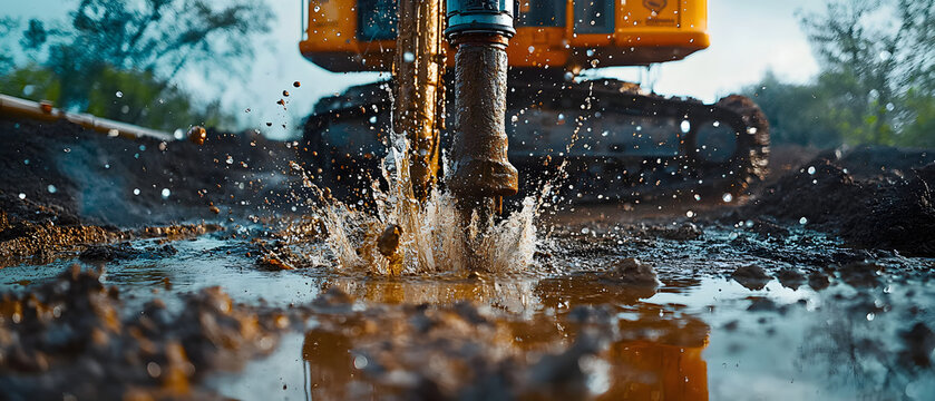 Clean water drilling construction of artesian wells with drilling mud discharge